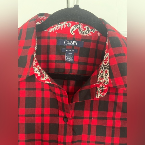 Chaps No Iron Long Sleeve Plaid Button Down Shirt Paisley, Women’s Sz L, NWOT - Picture 5 of 8
